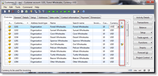 document handling icon in custtable grid