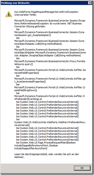 Microsoft.Dynamics.Framework.BusinessConnector.Session.Exceptions.NoKernelSessionException