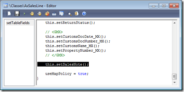 Call the setSalesNote method