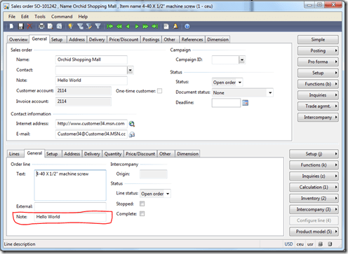 Review the update on the sales line