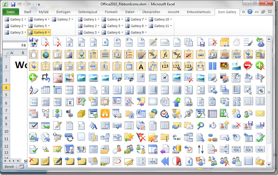 Many icons in Excel 2010