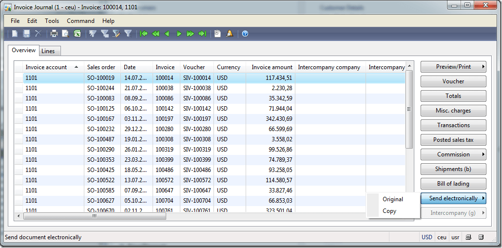Send invoice electronically using AIF
