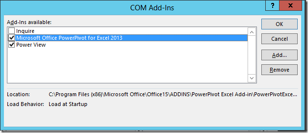 Active PowerPivot and PowerView