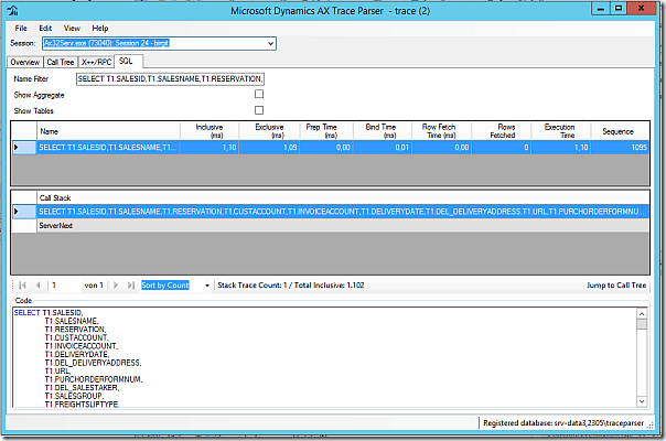 SQL Query in Dynamics AX Trace Parser