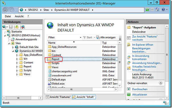 Report folder in Mobile Device Portal