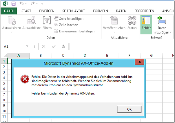 Query with aggregation functions fails in Dynamics AX Excel Addin