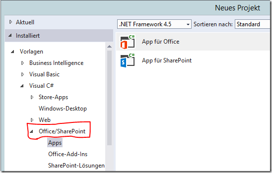 Create new App Project in Visual Studio