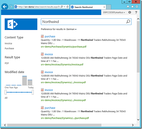 Dynamics AX Document Search