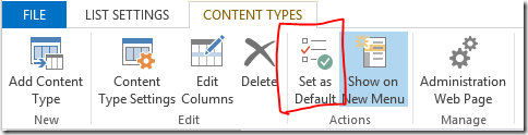 Set invoice as default content type