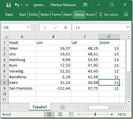 City Geo Coordinates
