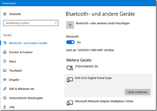 Dymo scale connected to a Windows 10 PC