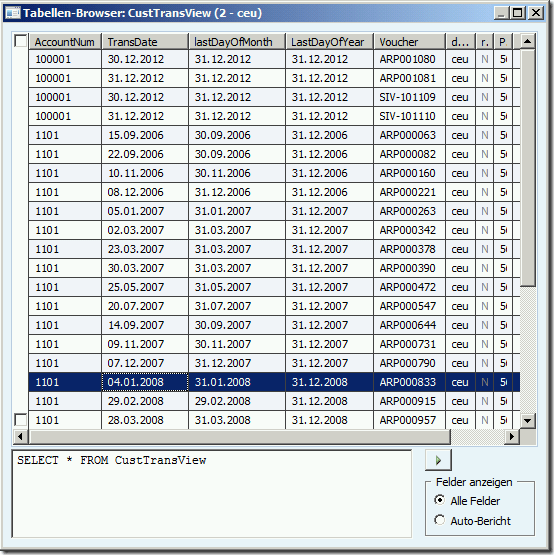 CustTransView with Computed Column