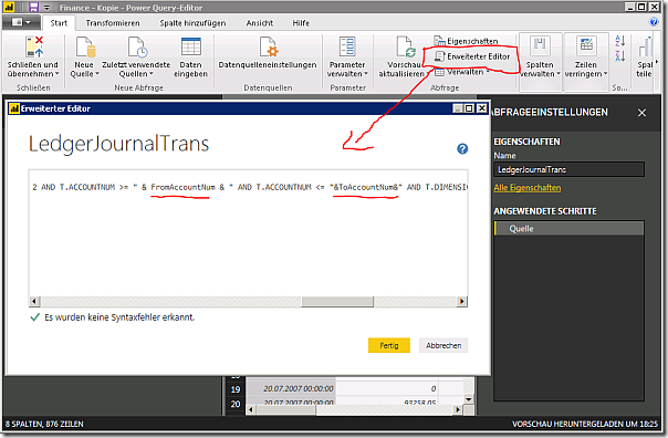 Parameters in PowerBI query