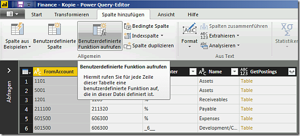 PowerBI calling user defined function
