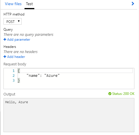 Test the Azure Function with a JSON string