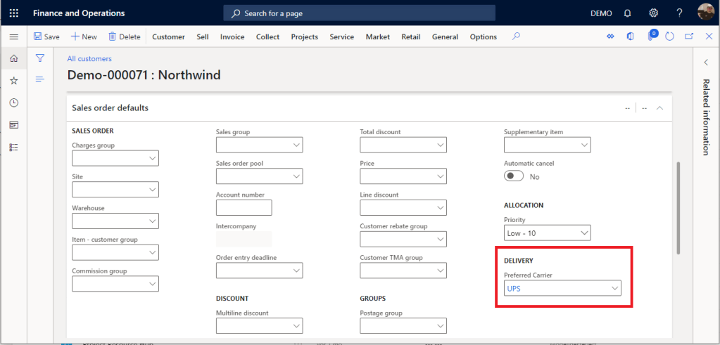 Preferred Carrier field in Dynamics 365 Finance and Supply Chain Management