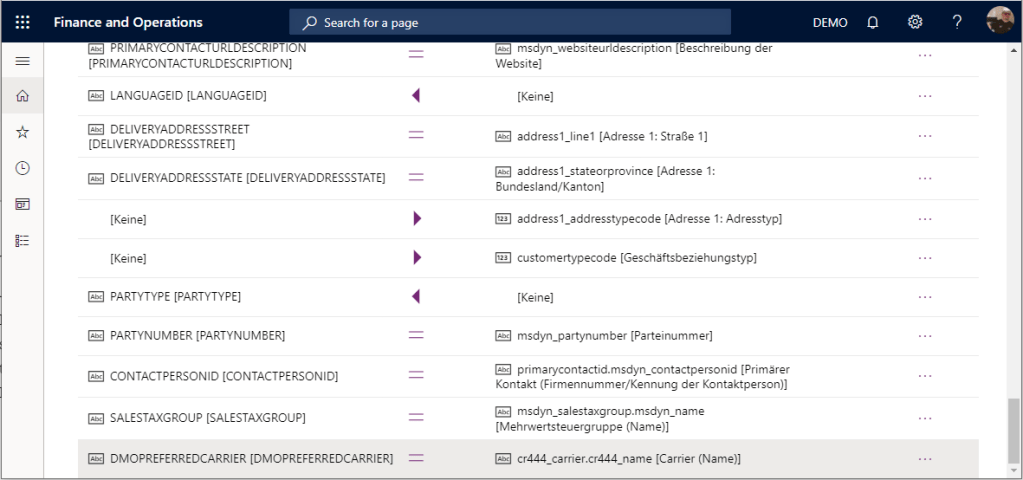 Mapping carrier fields in Dual Write