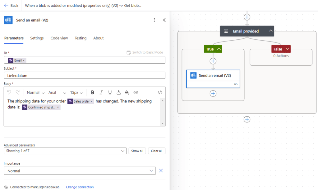 Send email with the updated shipping date to the customer