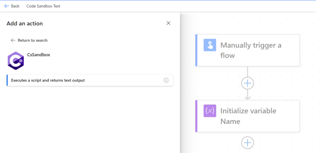 Include C# sandbox in PowerAutomate Flow